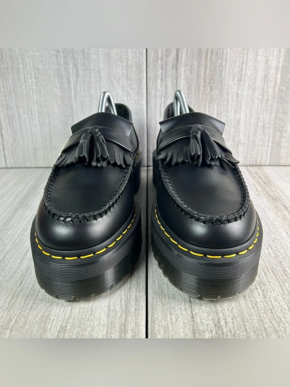 NEW Dr. Martens Docs Adrian Quad Black Leather Tassel Platform Loafer Men Size 9 - Picture 5 of 11